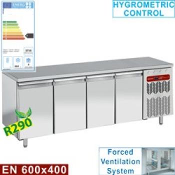 TP4B/H-R2 (25) Konditorei-Bäckerei Tiefkühltisch, Umluft 4 Türen EN 600x400, 760 Liter